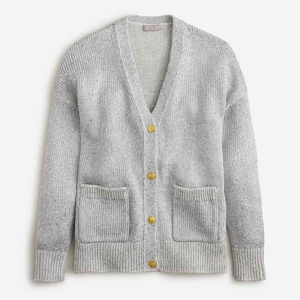 J. Crew Sequin V-Neck Cardigan Sweater